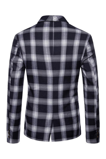 Marinblå sjal slag randig Prom kavaj för män